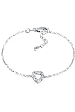 Elli Armband - Armband Herz Lab Grown Diamanten (0.18 ct) 925 Sil - Gr. 16 CM - in Silber - für Damen