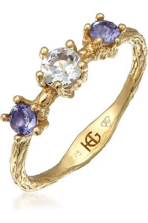 Haze & Glory Ring - Ring Topas Lolite Edelstein Klassik 375 Gelbgold - Gr. 52 MM - in - für Damen