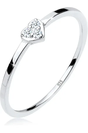 Elli Ringe - Ring Herz Symbol Diamant 0.04 ct. 925er Sterling S - Gr. 52 MM - in Silber - für Damen