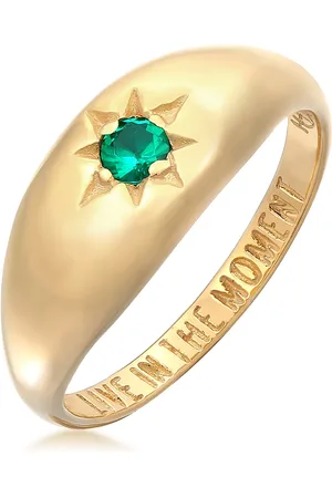 Haze & Glory Ring - Ring Siegelring Smaragd - Moment 375 Gelbgold - Gr. 52 MM - in - für Damen