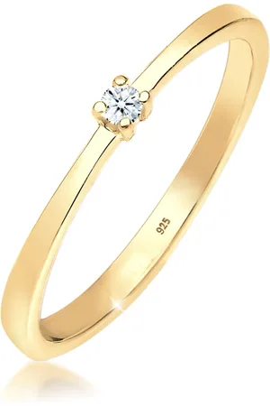 Elli Ringe - Ring Verlobung Solitär Diamant (0.03 ct.) 925 Silb - Gr. 52 MM - in - für Damen