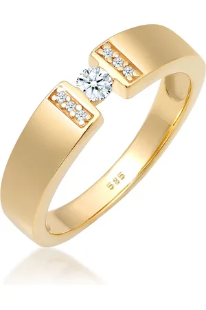 Elli Ringe - Ring Verlobung Diamant 0.14 ct. 585 Gelbgold - Gr. 52 MM - in - für Damen