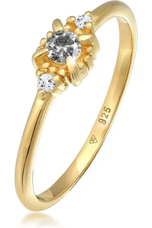 Elli Ringe - Ring Diamant Salt Pepper (0.11 ct.) Topas 925 Silb - Gr. 52 MM - in - für Damen