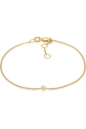 Elli Armbänder - Armband Solitär Panzerkette Diamant (0.03 ct.) 375 - Gr. 16 CM - in - für Damen