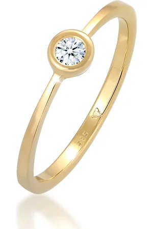 Elli Ringe - Ring Verlobung Solitär Diamant 0.06 ct. 585 Gelbgo - Gr. 52 MM - in Weiß - für Damen