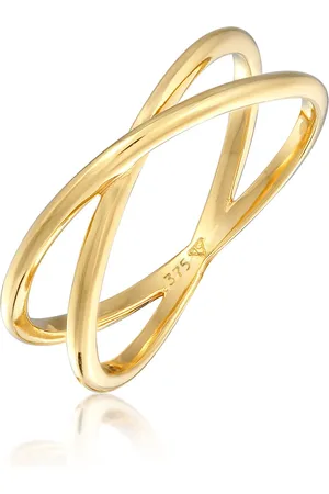 Elli Ringe - Ring X Kreuz Wickelring 375 Gelbgold - Gr. 52 MM - in - für Damen
