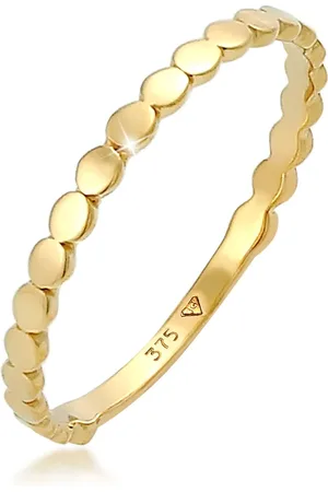 Elli Ringe - Ring Plättchen Rund Stapelring Geo Basic 375 Gelbg - Gr. 52 MM - in - für Damen