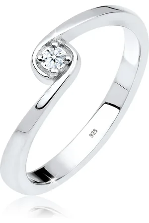Elli Ringe - Ring Solitär Verlobung Diamant 0.03 ct. 925 Silber - Gr. 52 MM - in Weiß - für Damen