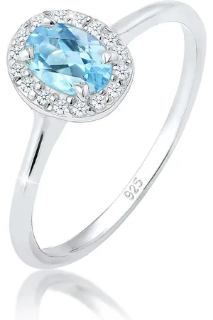 Elli Ringe - Ring Verlobungsring Topas Diamant (0.08 ct.) 925 S - Gr. 52 MM - in Silber - für Damen