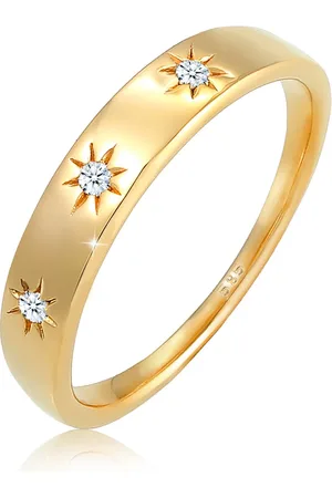 Elli Ringe - Ring Verlobung Stern Diamant (0.045ct.) 585 Gelbgo - Gr. 52 MM - in - für Damen
