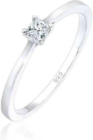 Elli Ringe - Ring Princess Cut Verlobung Diamant 0.1 ct. 925 Si - Gr. 52 MM - in Silber - für Damen