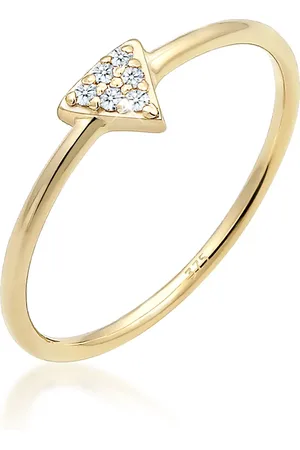Elli Ringe - Ring Dreieck Geo Diamanten (0.03 ct.) 375er Gelbgo - Gr. 52 MM - in - für Damen