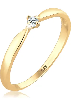 Elli Ringe - Ring Verlobung Welle Diamant (0.03 ct.) 585 Gelbgo - Gr. 52 MM - in - für Damen