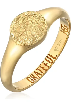 Haze & Glory Ring - Ring Siegelring Rund - Grateful 375 Gelbgold - Gr. 52 MM - in - für Damen