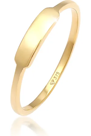 Elli Ringe - Ring Rechteck Geo Siegelring Design 375 Gelbgold - Gr. 52 MM - in - für Damen