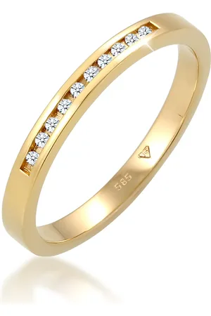 Elli Ringe - Ring Verlobung Bandring Diamant (0.05 ct.) 585 Gel - Gr. 52 MM - in - für Damen