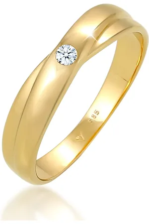 Elli Ringe - Ring Wickelring Solitär Diamant (0.03 ct.) 585 Gel - Gr. 52 MM - in - für Damen
