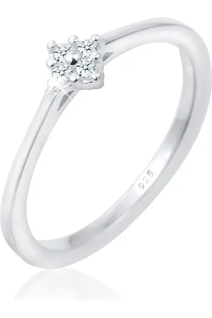 Elli Ringe - Ring Verlobung Klassisch Diamant 0.06 ct. 925 Silb - Gr. 52 MM - in Silber - für Damen