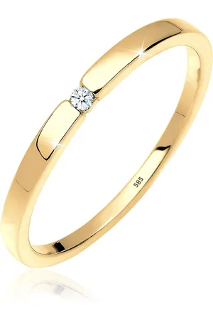 Elli Ringe - Ring Verlobung Solitär Diamant 0.015 ct. 585 Gelbg - Gr. 52 MM - in Weiß - für Damen