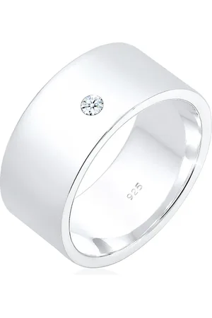 Elli Ringe - Ring Bandring Basic Diamant (0.03 ct.) 925 Silber - Gr. 52 MM - in Silber - für Damen