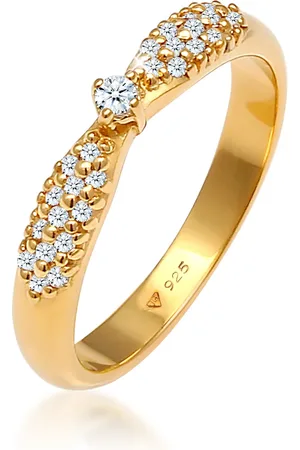 Elli Ringe - Ring Verlobung Glamour Diamant (0.16 ct) 925 Silbe - Gr. 52 MM - in - für Damen