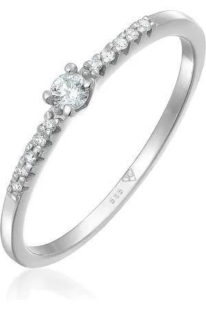 Elli Ringe - Ring Diamant Verlobung Hochzeit (0.11 ct) 585 Weiß - Gr. 54 MM - in Weiß - für Damen