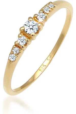 Elli Ringe - Ring Verlobungsring Diamanten (0.11 ct) 585 Weißgo - Gr. 56 MM - in - für Damen