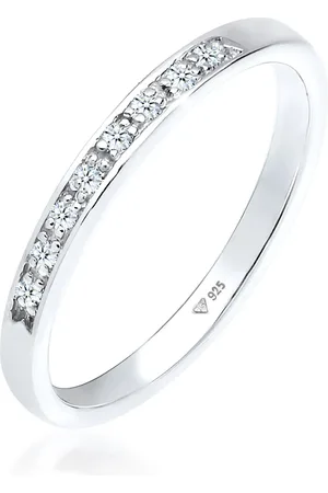 Elli Ringe - Ring Aufsteckring Funkelnd Diamant (0.04 ct) 925 S - Gr. 52 MM - in Weiß - für Damen