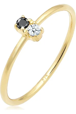 Elli Ringe - Ring Bi-Color Schwarzer Diamant (0.06 ct.) 375 Gel - Gr. 52 MM - in - für Damen