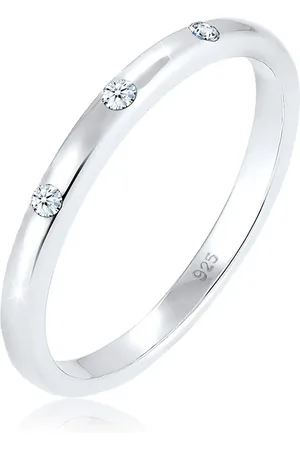 Elli Ringe - Ring Bandring Diamant (0.045 ct) 925 Sterling Silb - Gr. 52 MM - in Silber - für Damen