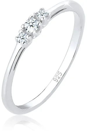 Elli Ringe - Ring Verlobungsring Diamant (0.06 ct.) Zart 925 Si - Gr. 54 MM - in Silber - für Damen