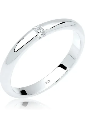 Elli Ringe - Ring Diamant 0.045 ct. Klassik Verlobung 925 Silb - Gr. 52 MM - in Weiß - für Damen