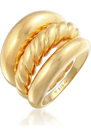 Elli Ringe - Ring Bandring Twisted Gedreht Set 925 Silber - Gr. 52 MM - in - für Damen