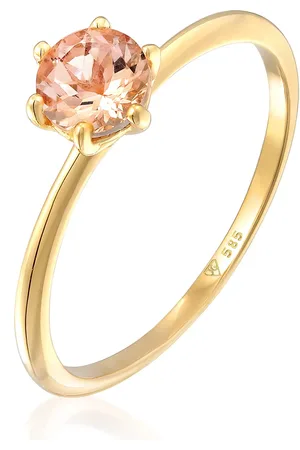Elli Ringe - Ring Morganit Solitär Verlobungsring 585 Gelbgold - Gr. 58 MM - in - für Damen