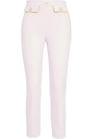 Elisabetta Franchi Cru00EApe pants with logo charm - Größe IT 42