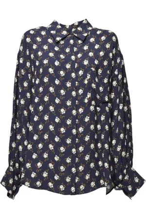 Aspesi Floral-Print Viscose Crepe Blouse With Pleated Bac - Größe 42