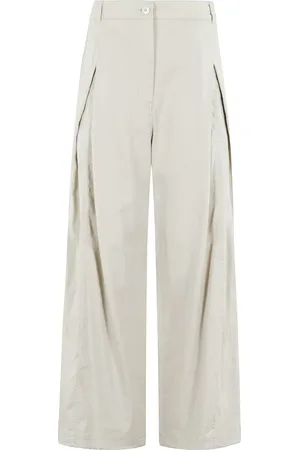 Low Classic Wide-Leg Linen Trousers With Tucks - Größe M