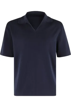FORTELA V-Neck Cotton Polo Shirt With Ribbed Detailing - Größe M
