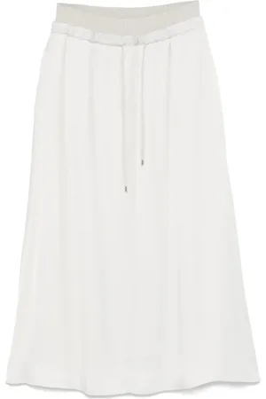 LORENA ANTONIAZZI White Drawstring Midi Skirt - Größe 40