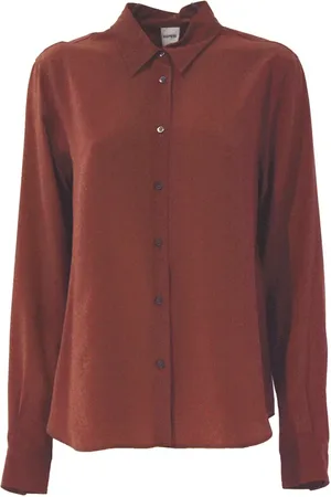 Aspesi Classic Pure Silk Shirt In Brick Red - Größe 44