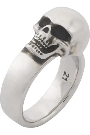 Alexander McQueen Armbänder - The Side Skull Logo Ring - Gr. 19 - in Silber - für Damen