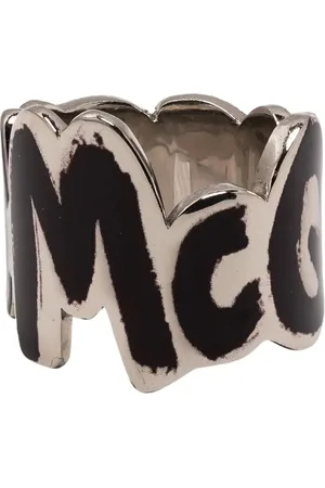Alexander McQueen Armbänder - Graffiti Logo Ring - Gr. 19 - in Silber - für Damen