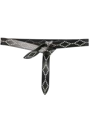 Isabel Marant Gürtel - Black Leather Belt With Decorative Silver Studs - Gr. M - in - für Damen