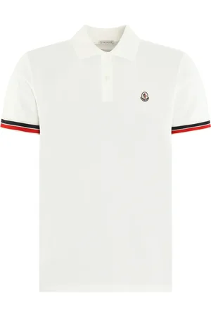 Moncler Heren Tricolor Stripe Polo Wit - Größe L