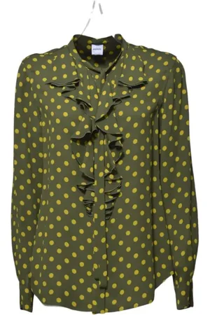 Aspesi Green Crepe Blouse With Ruffles - Größe 44