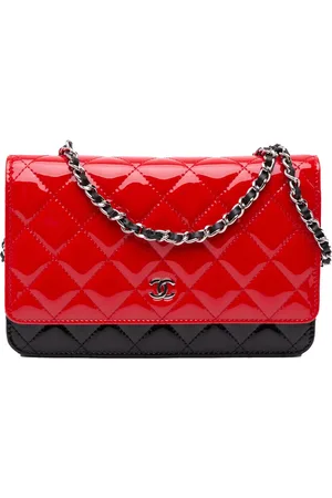 CHANEL Portemonnaie - 2019 CC Bicolor Quilted Patent Wallet on Chain - Gr. unisize - in - für Damen