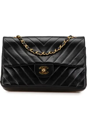 CHANEL Hobo Bags - 1989-1991 Medium Classic Chevron Lambskin Double F - Gr. unisize - in - für Damen