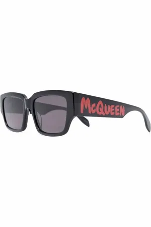 Alexander McQueen Sonnenbrille - Graffiti Logo Rectangular Sunglasses - Gr. unisize - in Schwarz - für Damen