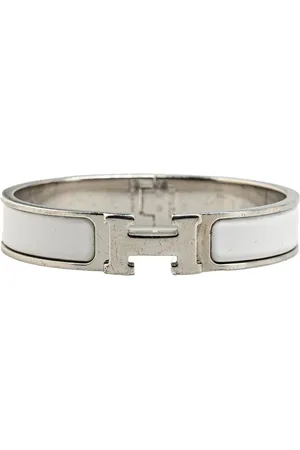 Hermès Armband - Narrow Enamel Clic H Bracelet PM - Gr. ONE SIZE - in Weiß - für Damen