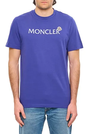 Moncler Blue Short Sleeves T-Shirt With Logo - Größe L
